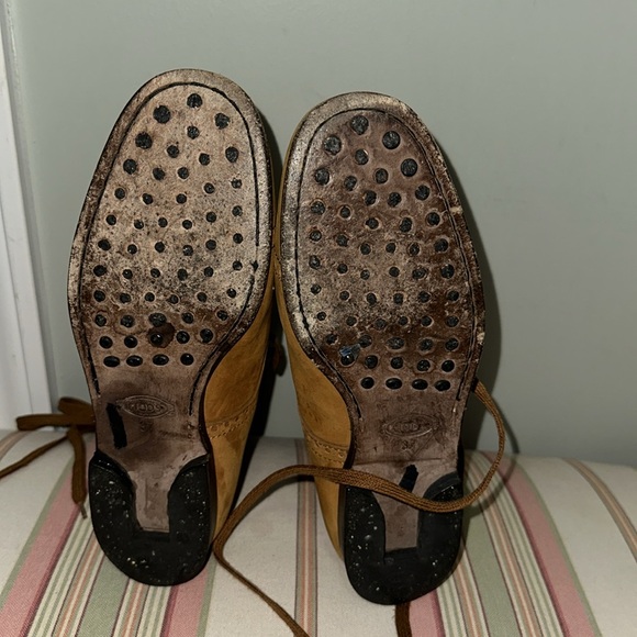 Tod’s Cognac Leather Lace Up Booties Size 37 - Picture 10 of 10